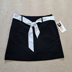 S.C.& Co. Pull On Skort Black Stretch Skort With Tie Belt NWT Size 10